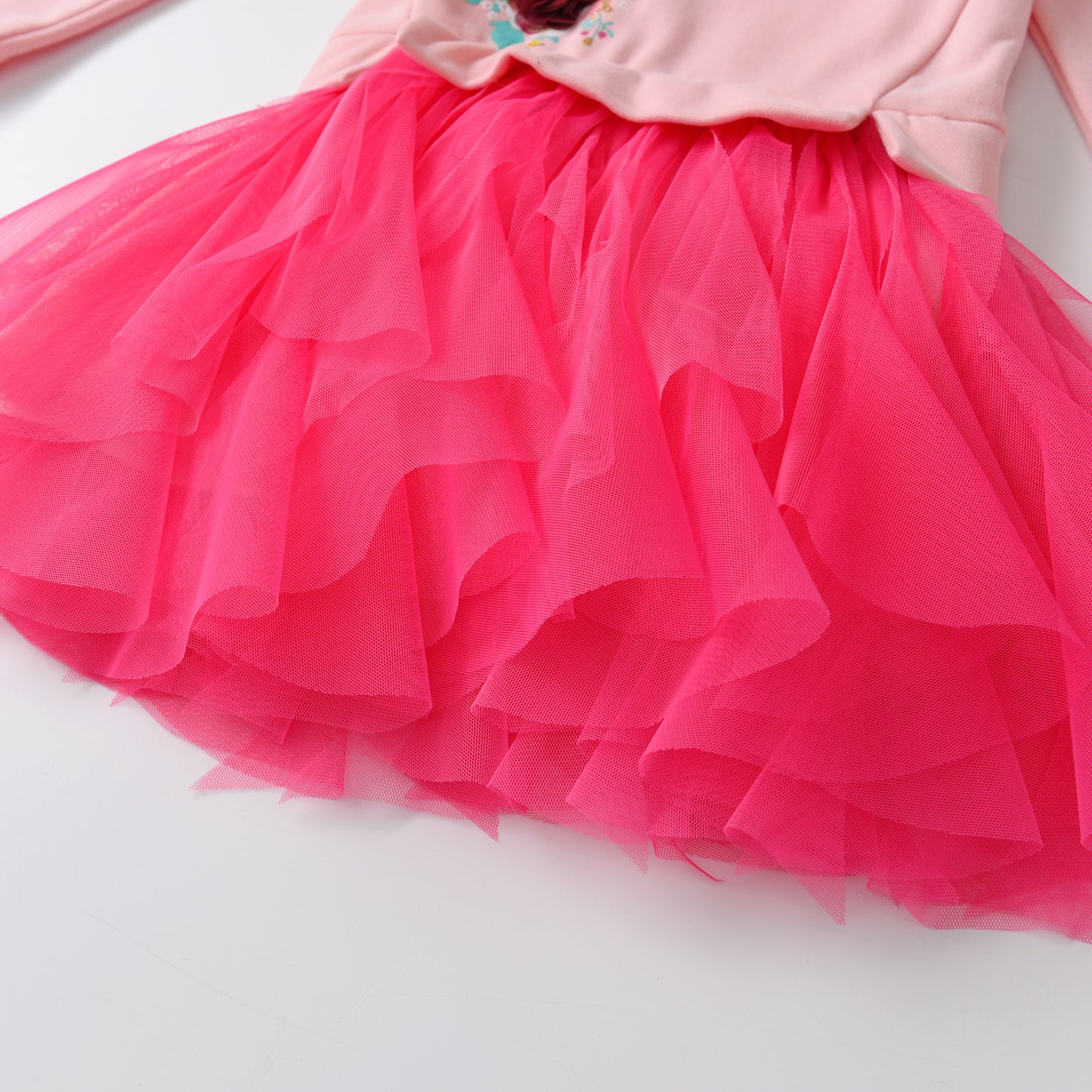 2-8Y Girls Tutu Dress Pink Sequins Butterfly with 3D Flower Sweatshirt Top Tutu Dress