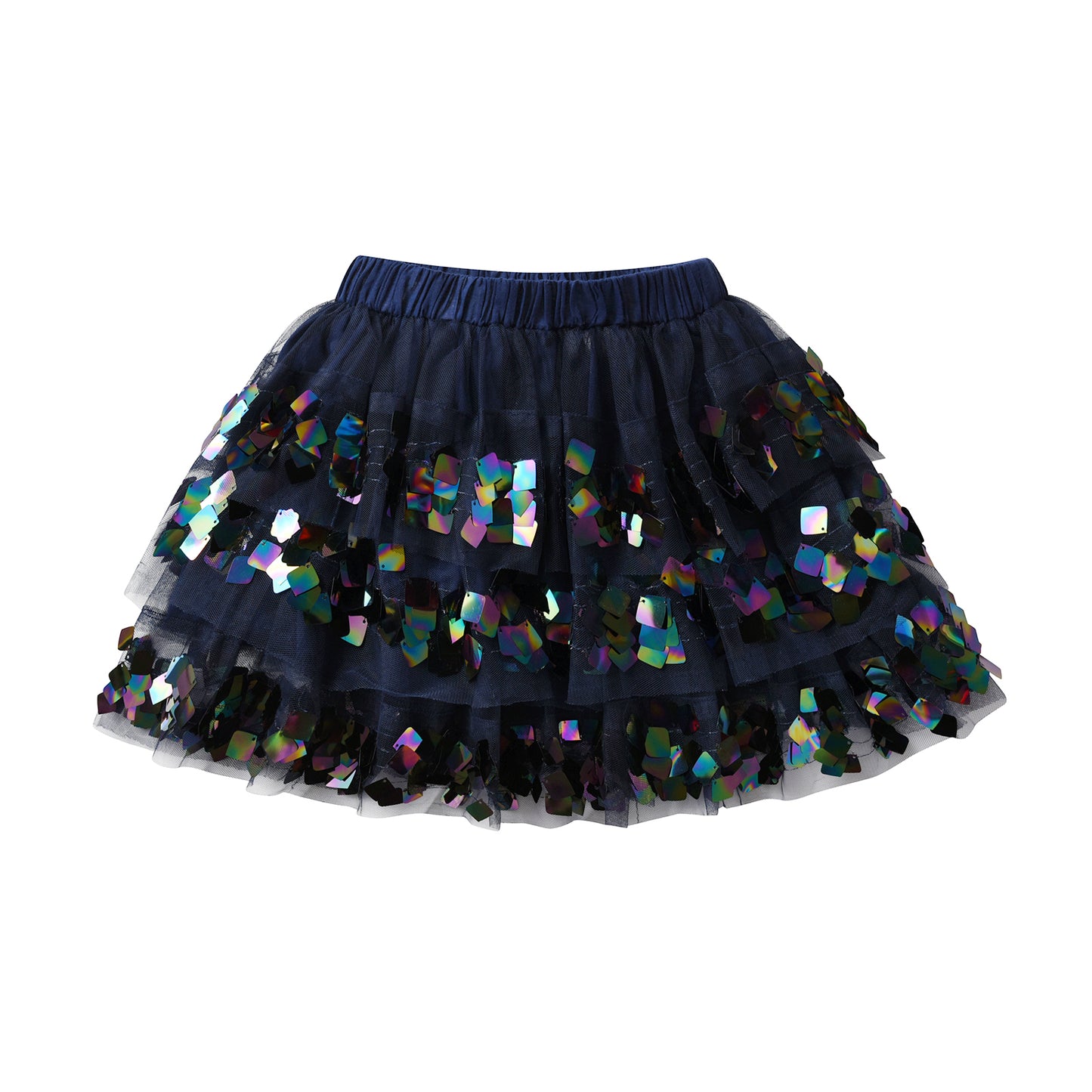 2Y-8Y Flash Chip Layered Short Blue Tutu Skirt for Girls Toddler