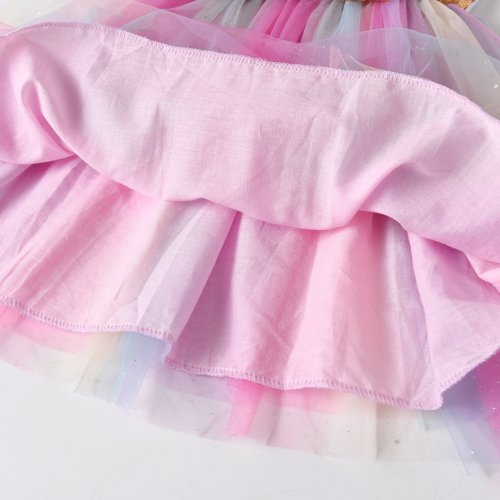 2Y-8Y Girls Sleeveless Dress Sequins Big Bowknot Rainbow Tulle Tutu Dress