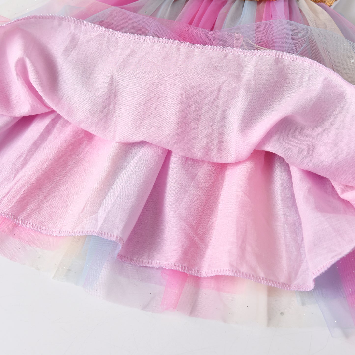 2Y-8Y Girls Sleeveless Dress Sequins Big Bowknot Rainbow Tulle Tutu Dress