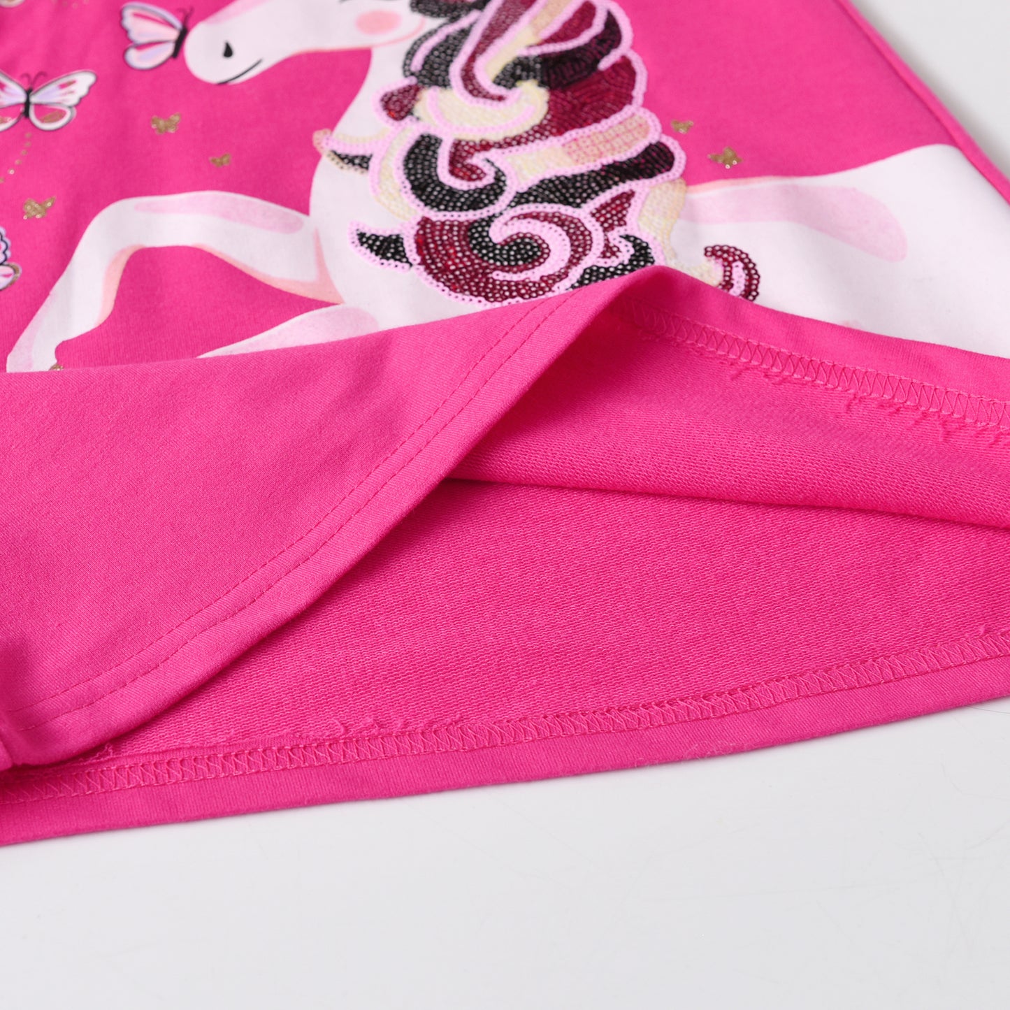 2Y-12Y Girls A Line Dress Sequins Unicorn Pink Casual Girls Dress