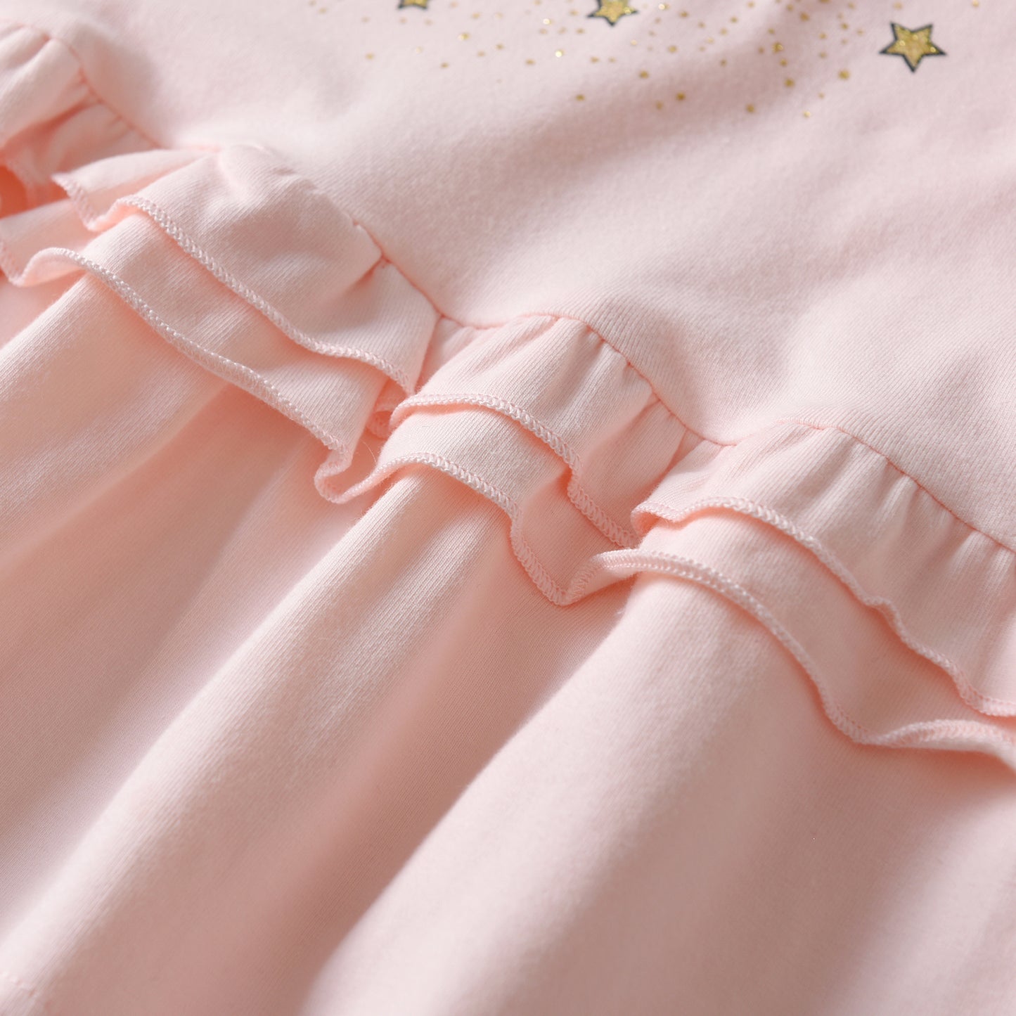 2Y-8Y Girls Casual Dress Dance Rabbit with Sparkle Star Stripe Long Sleeve Ruffle Girls Dress