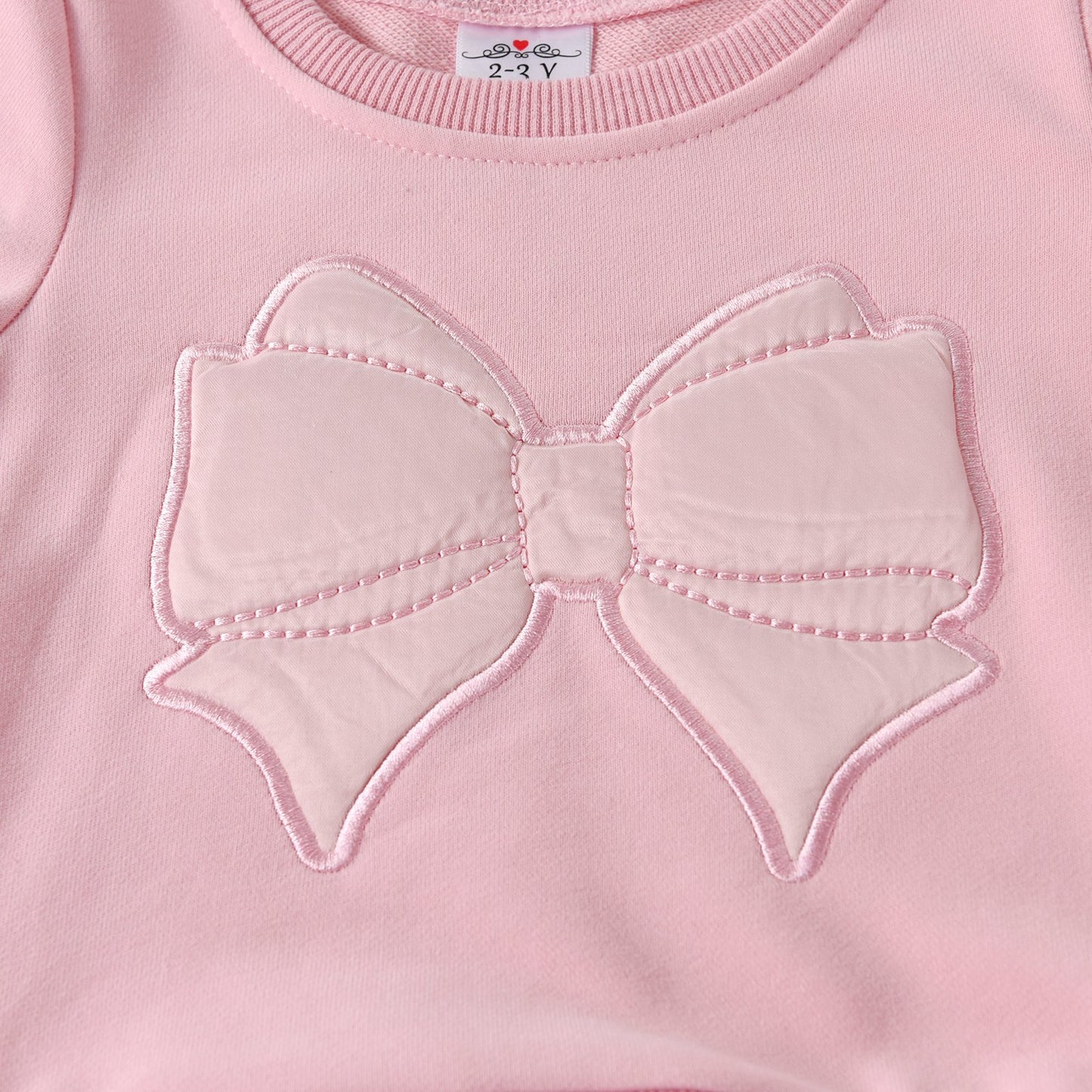 2PCS Girls Long Sleeve T-Shirt Set Big Bowknot Ruffle Tulle Sweatshirt + Sequins Star Top