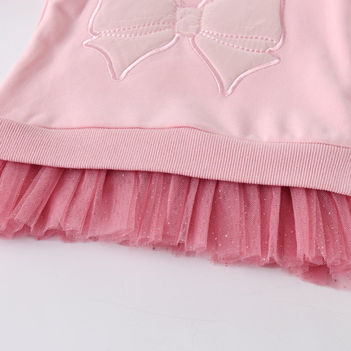 Big Bowknot Ruffle Tulle Long Sleeve Sweatshirt Girl Toddler Top 3-8T
