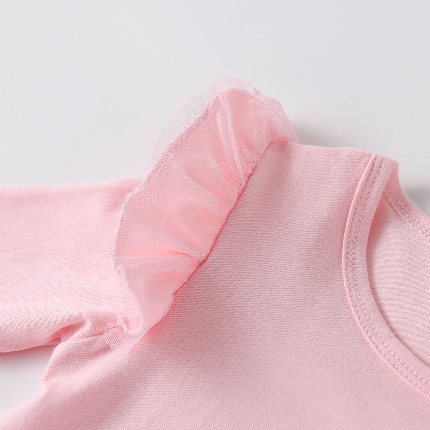 Embroidered Unicorn Star Ruffle Long Sleeve Pink Sweatshirt for 3-8T Girl Toddler