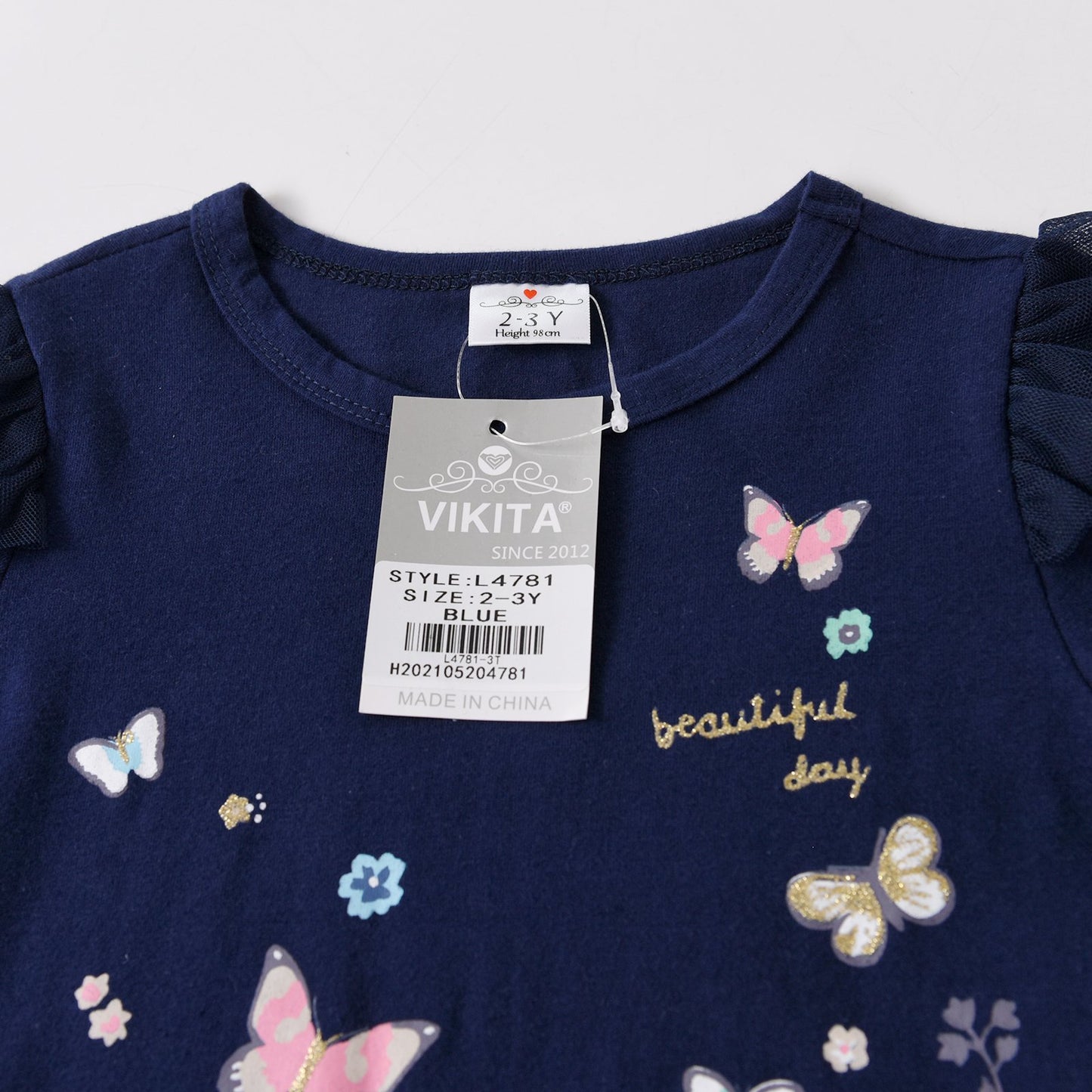 2pcs Girls Long Sleeve T-Shirts Set Butterfly Print Ruffle Cosy Sweatshirt for Girl Toddler