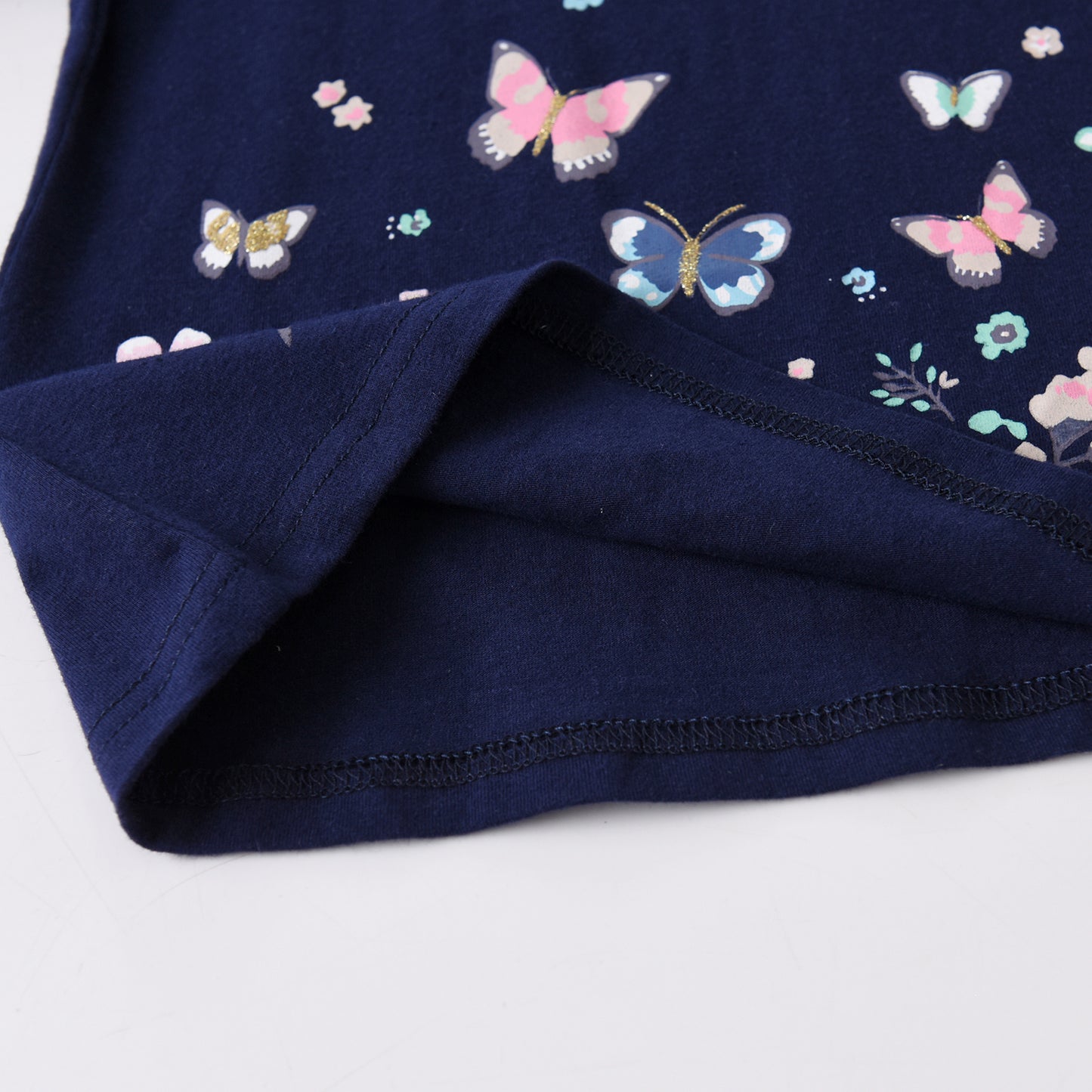 Butterfly Print Ruffle Long Sleeve Blue Cosy Sweatshirt for Girl Toddler