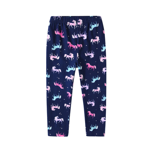Pink Purple Unicorn Pattern Blue Little Girls Toddler Skinny Leggings Cotton Pants