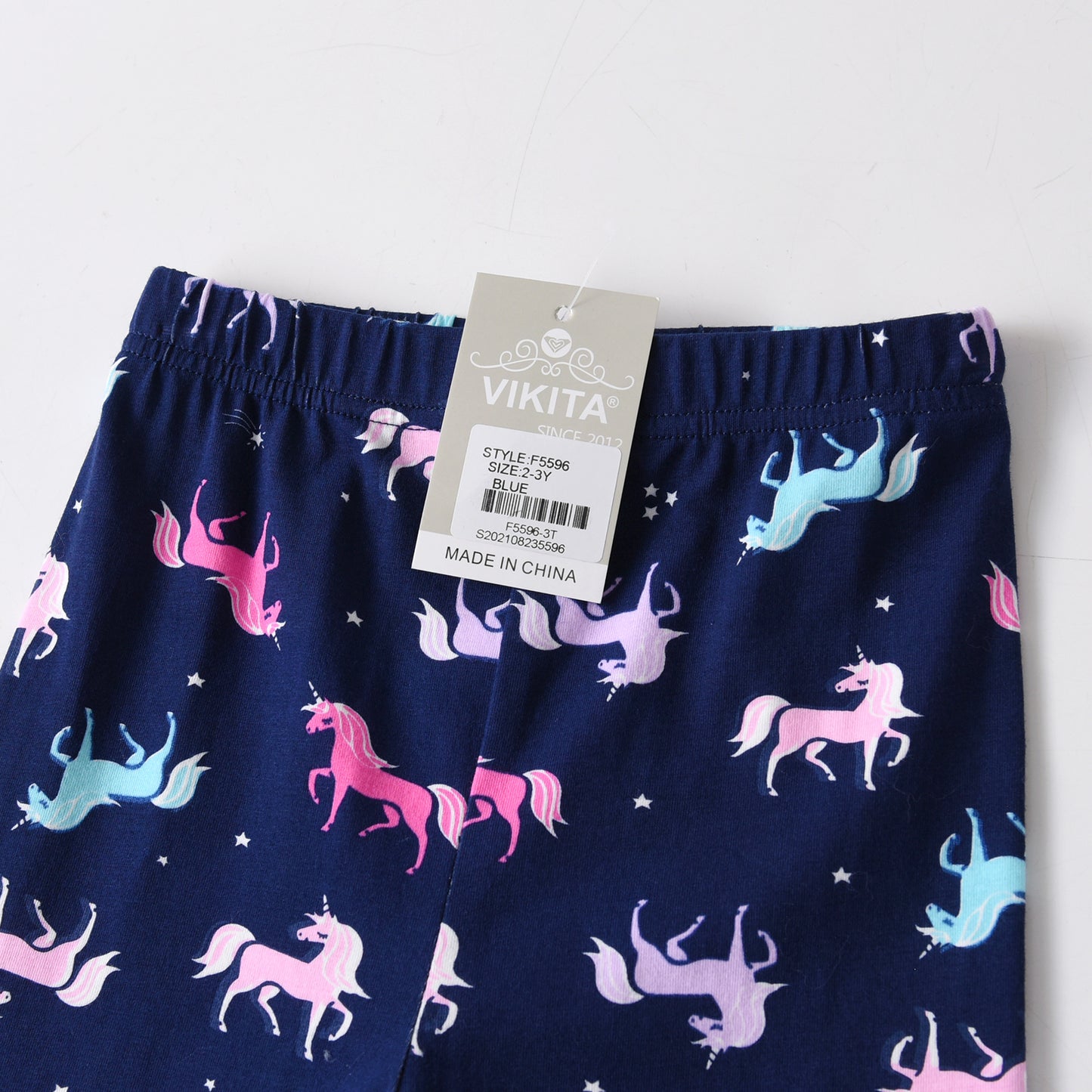 Pink Purple Unicorn Pattern Blue Little Girls Toddler Skinny Leggings Cotton Pants