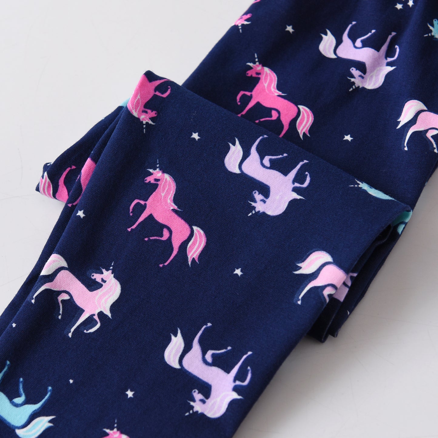 Pink Purple Unicorn Pattern Blue Little Girls Toddler Skinny Leggings Cotton Pants