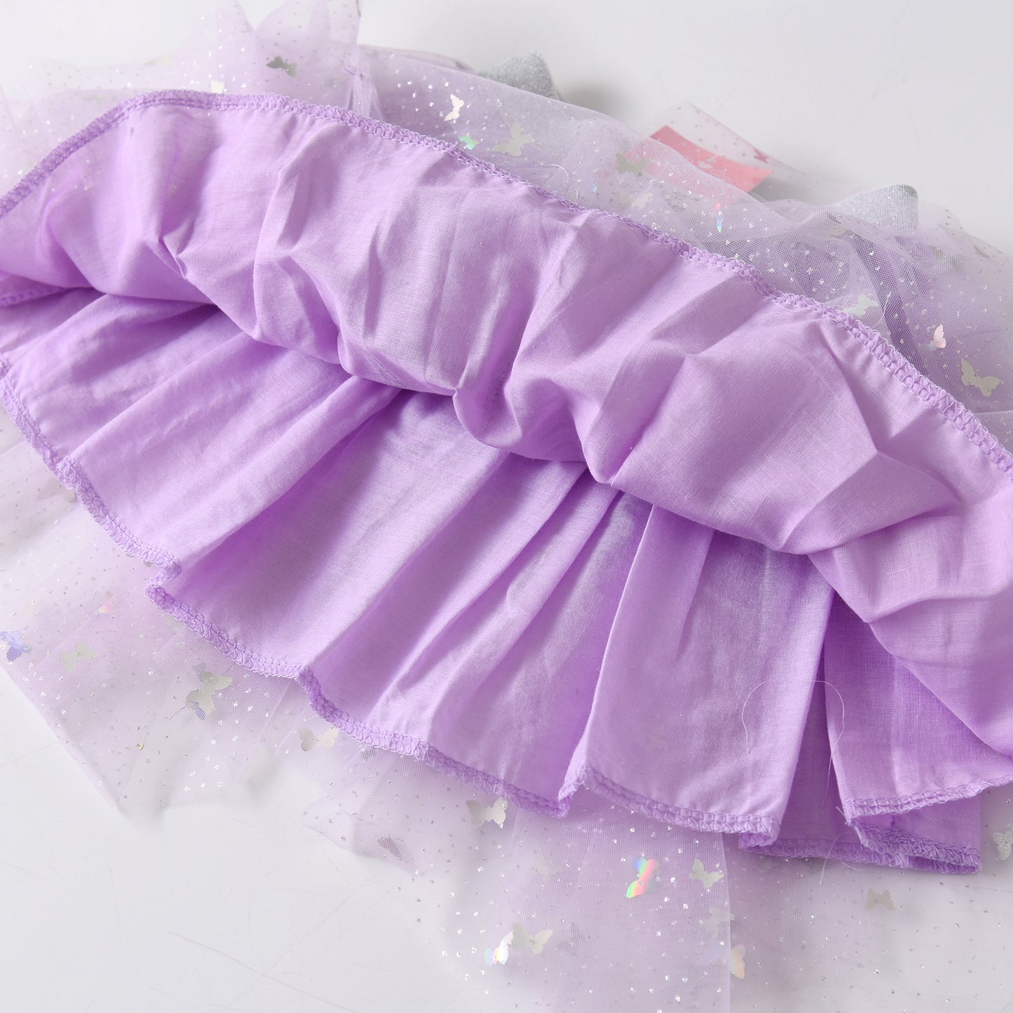 3-8T Purple Sequin Butterfly Gathered Tulle Skirt for Party Brithday