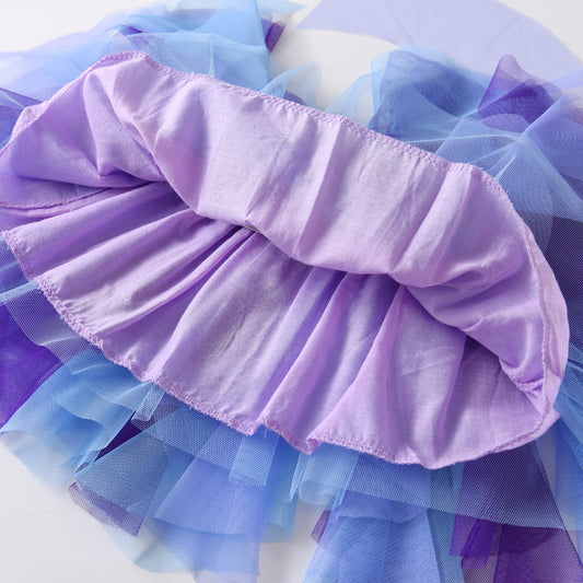 3-8T Purple Princess Gathered Tulle Tutu Skirt for Party Brithday Prom