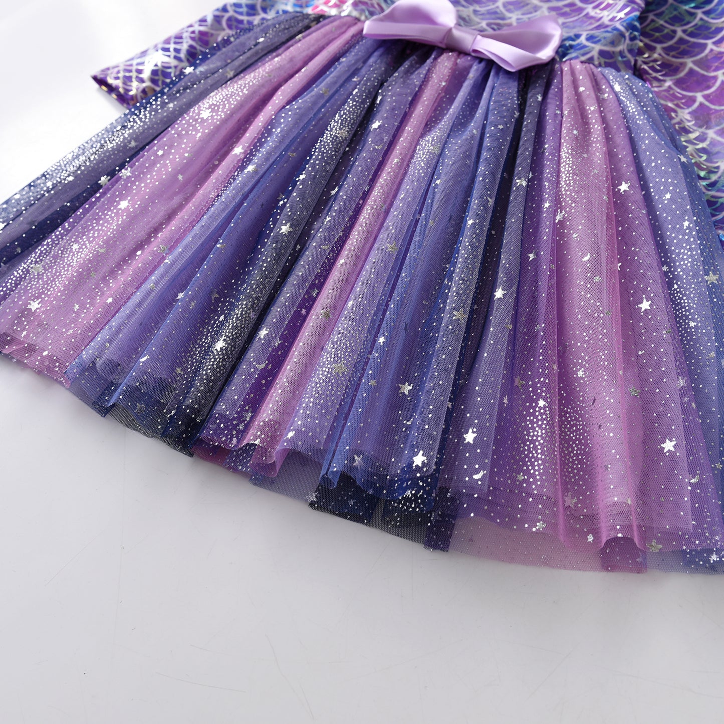 3-8T Princess Mermaid Bowknot Toddler Tutu Girl Dress for Birthday Party