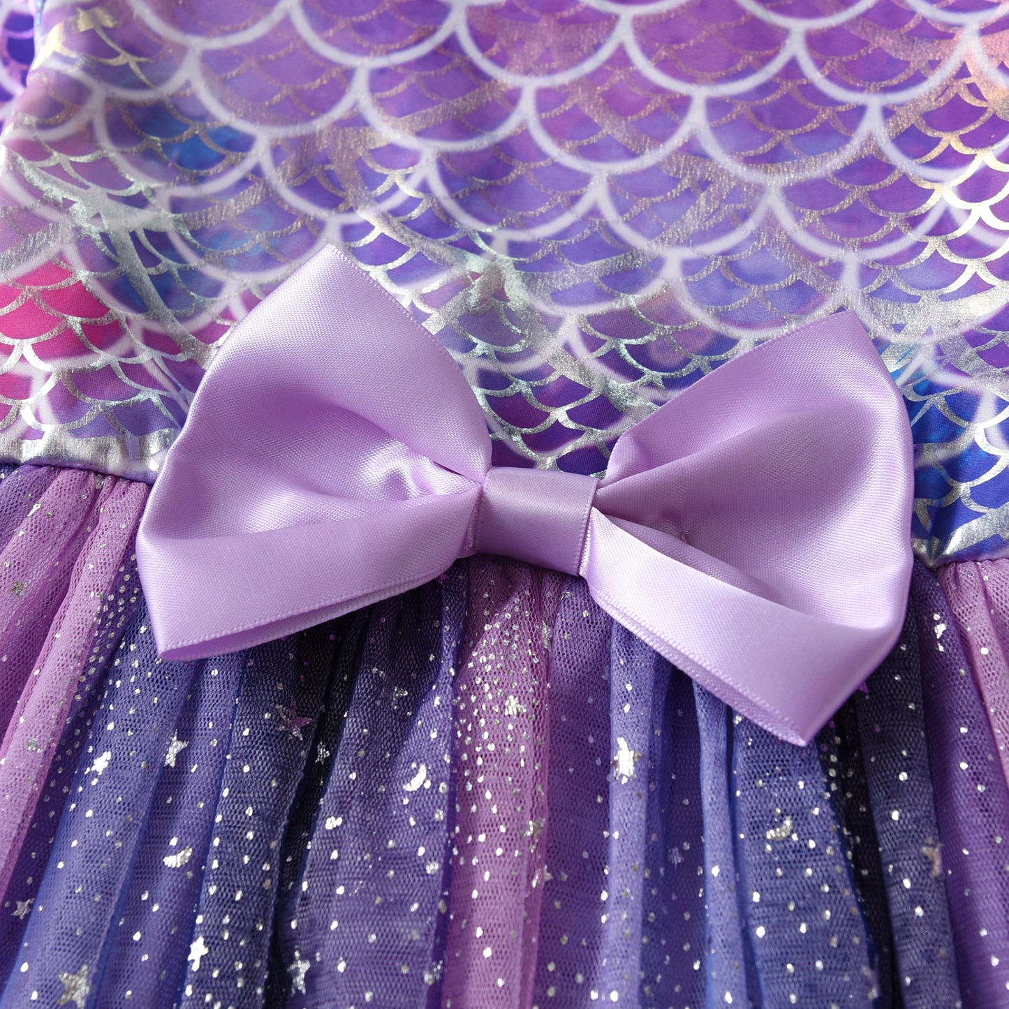3-8T Princess Mermaid Bowknot Toddler Tutu Girl Dress for Birthday Party