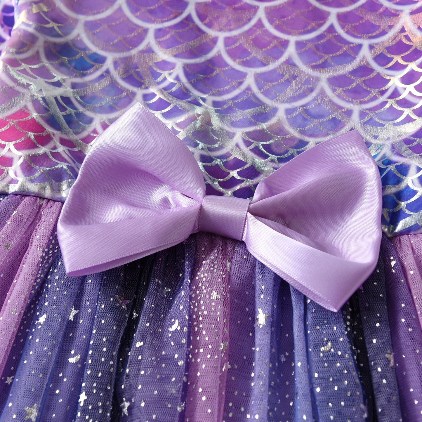 2Y-8Y 2pcs Mermaid Purple Tutu Dress and Pink Ruffle Tulle Tutu Dress Set