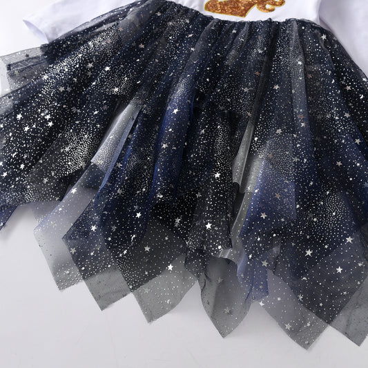 Sequins Unicorn Tiered Twinkle Long Sleeve Tutu Dress for Girl Toddler 3-8T