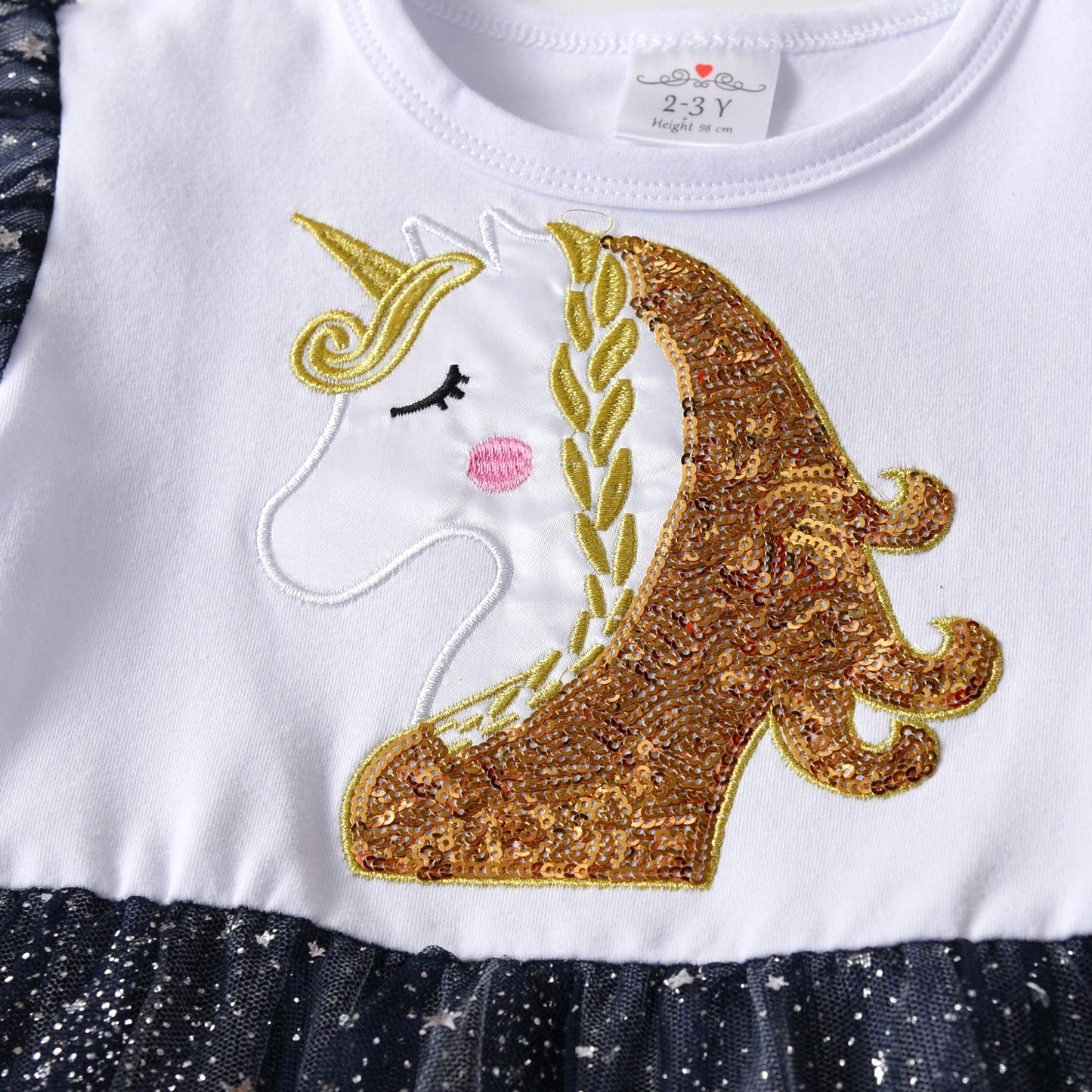 Sequins Unicorn Tiered Twinkle Long Sleeve Tutu Dress for Girl Toddler 3-8T