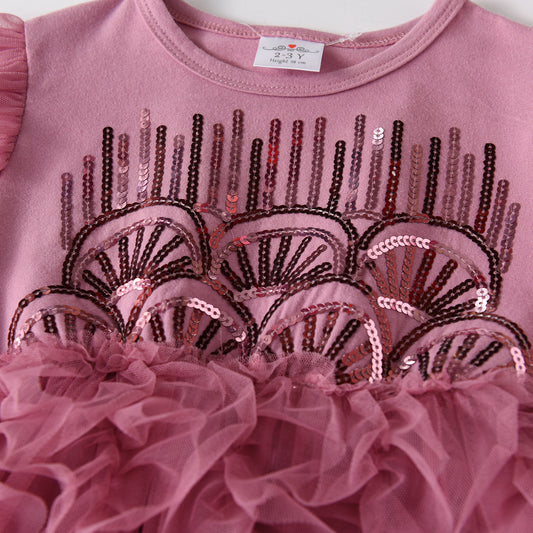 Bling Shiny Sequin Rust red Girl Toddler Tutu Dress