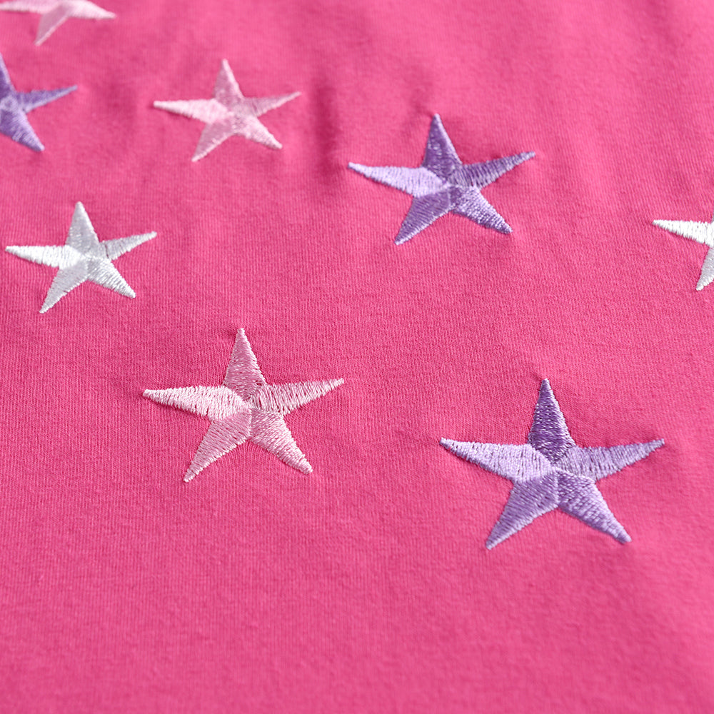 Unicorn with Star Pattern A-Line Casual Cotton Toddler Girl Short Sleeve Dress