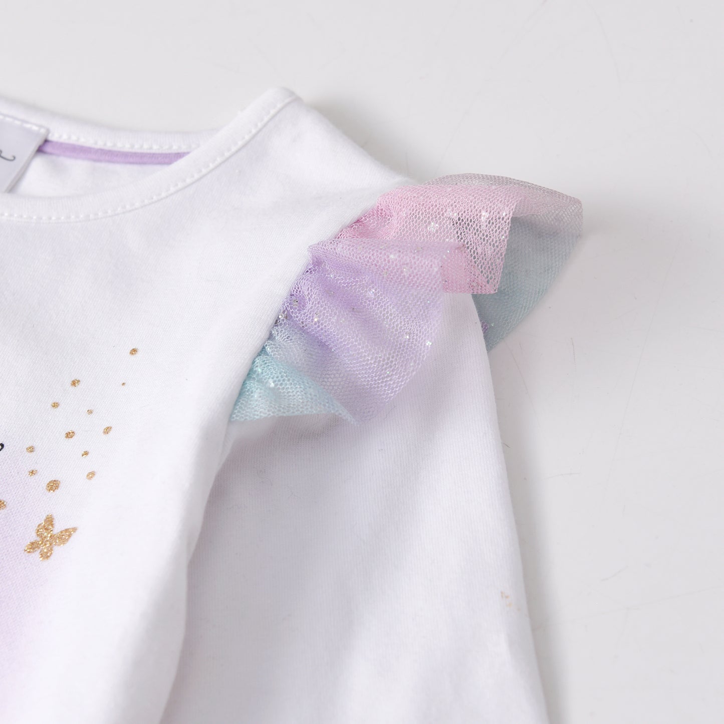 2PCS Girls Long Sleeve T-Shirts Set Butterfly Sequined Top + Little Fairy Sequins Top