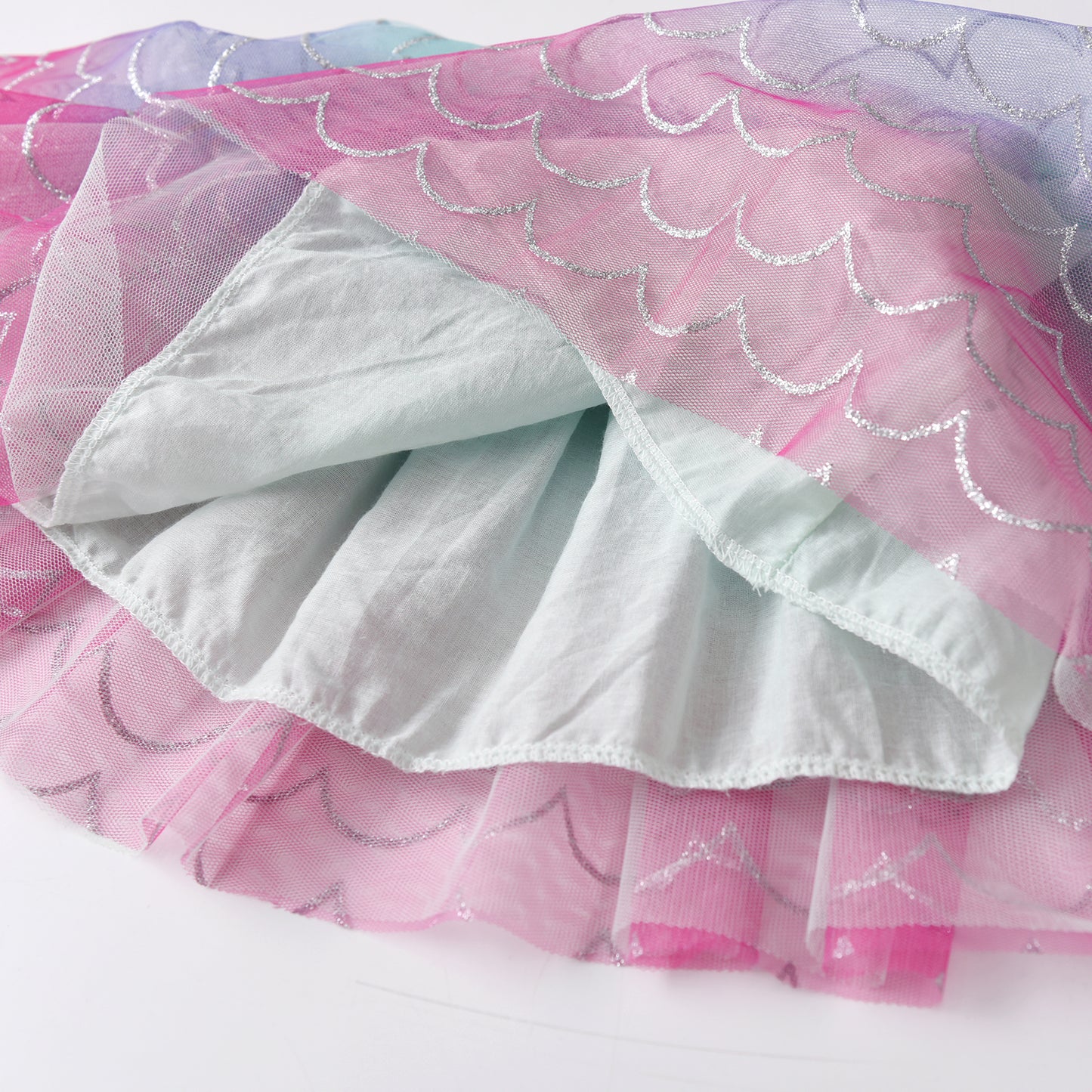 2Y-8Y Mermaid Pattern Pink Rainbow Layered Tulle Tutu Skirts for Girls Toddler