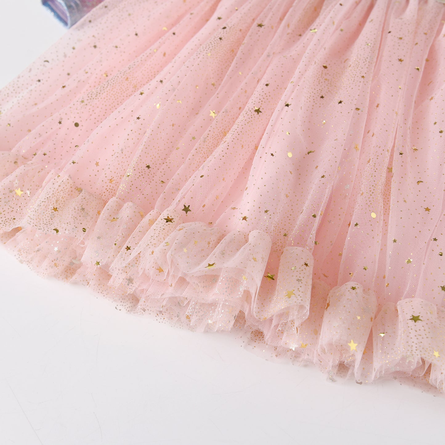 3-8T Rainbow Star Pink Tulle Ruffle Gril Toddler Tutu Dress