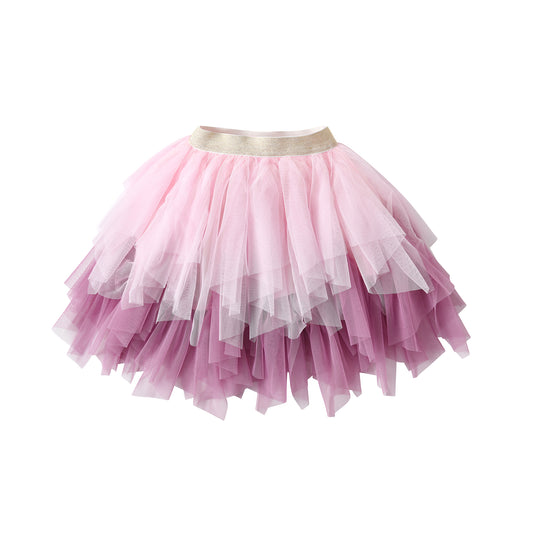 2Y-8Y Pink Gathered Tulle Tutu Skirts for Girls Toddler