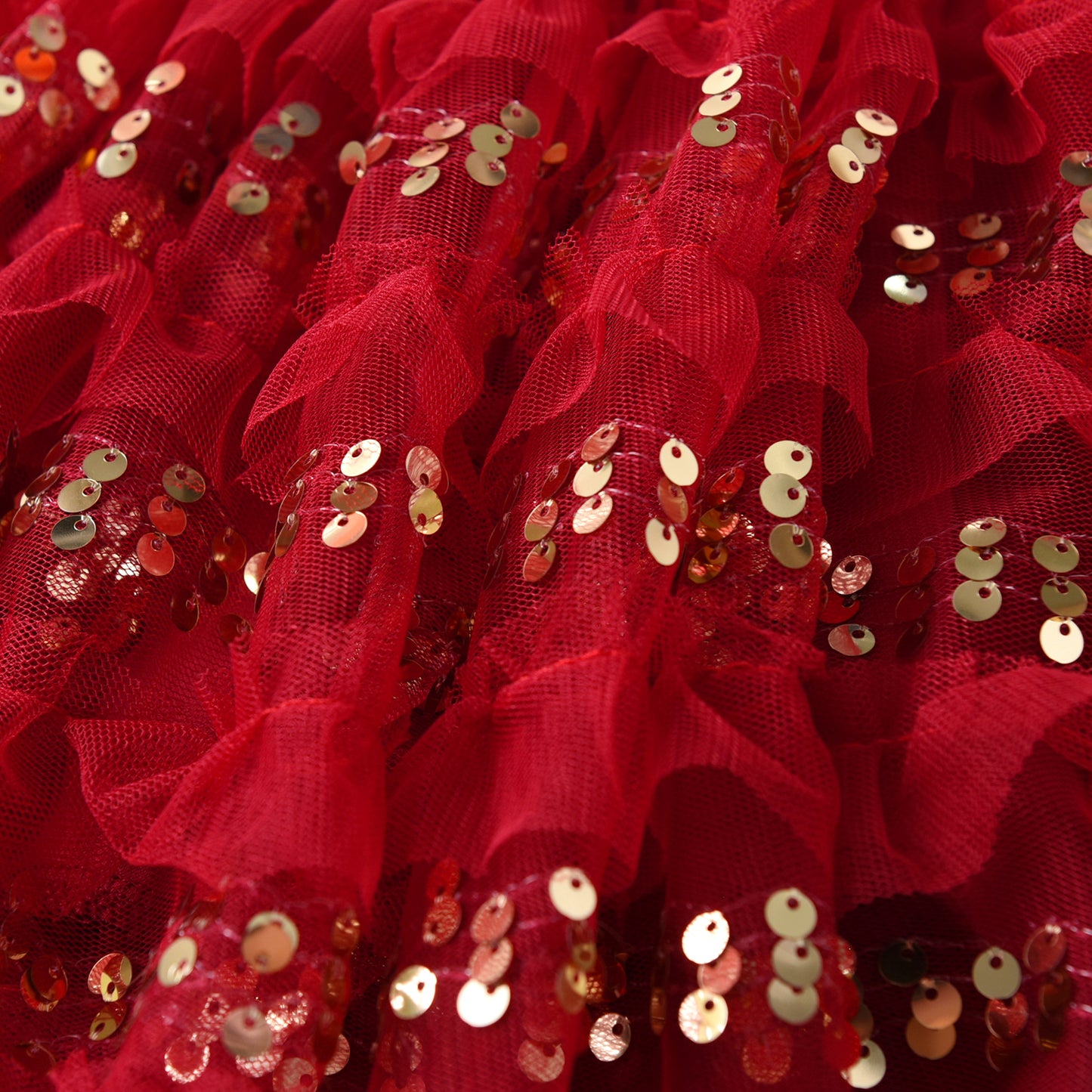 2Y-8Y Sequins Red Ruffle Tutu Skirts for Girls Toddler