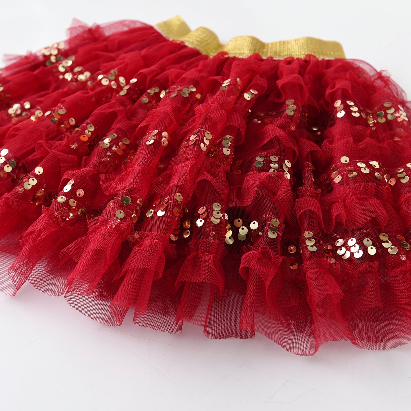 2Y-8Y Sequins Red Ruffle Tutu Skirts for Girls Toddler
