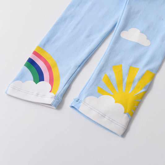 Vikita Rainbow Sunshine Pattern Girl Toddler Skinny Leggings Pant 3-8T