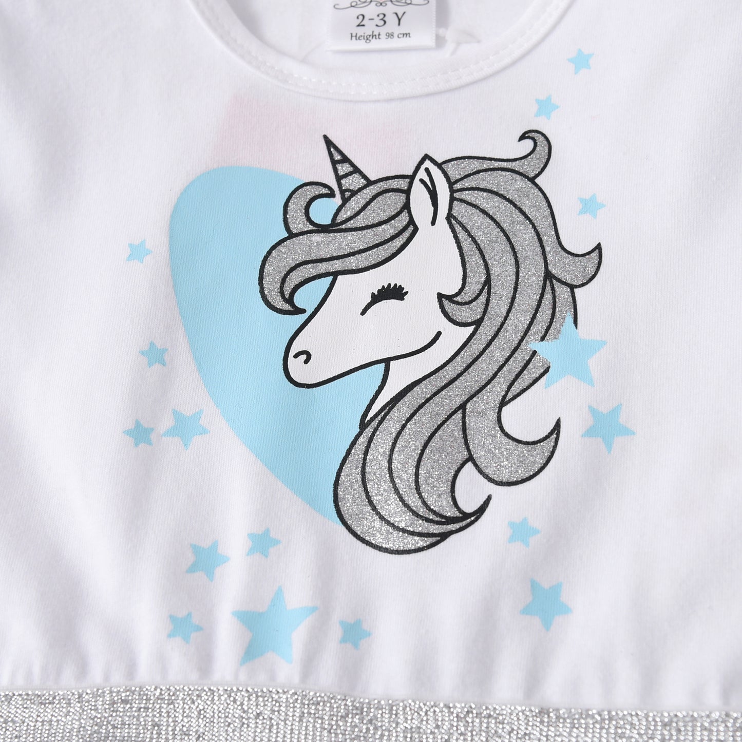 Vikita Glitter Unicorn Star Tulle Long Sleeve Tutu Dress for Girls Toddler 3-8T