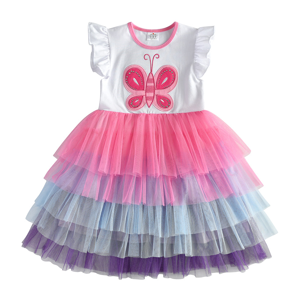 Colorful Sofe Tulle Tutu Dress Lovely Butterfly Toddler Girls Dress