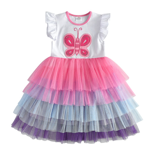 Colorful Sofe Tulle Tutu Dress Lovely Butterfly Toddler Girls Dress