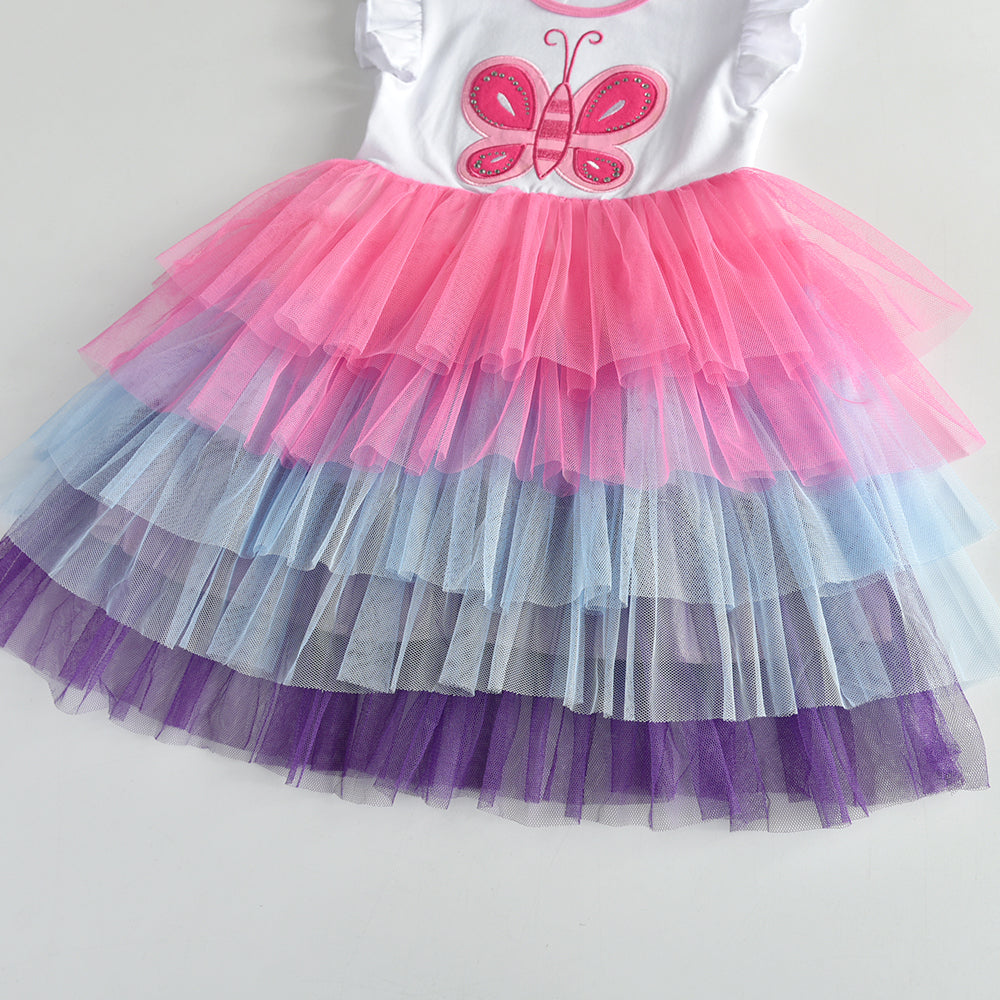Colorful Sofe Tulle Tutu Dress Lovely Butterfly Toddler Girls Dress