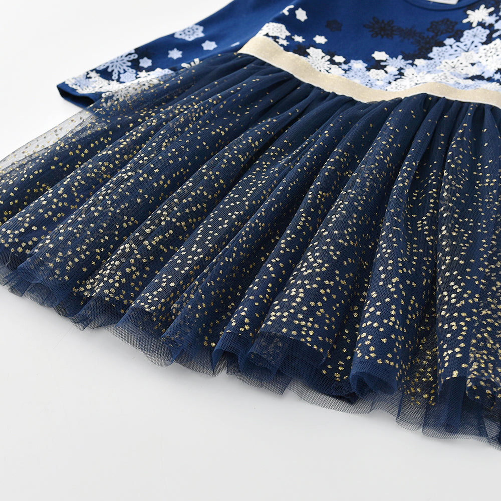 2Y-8Y Christmas Girls Dresses Snowflake Sparkle Blue Tutu Dress for Toddler Girls Christmas Dress