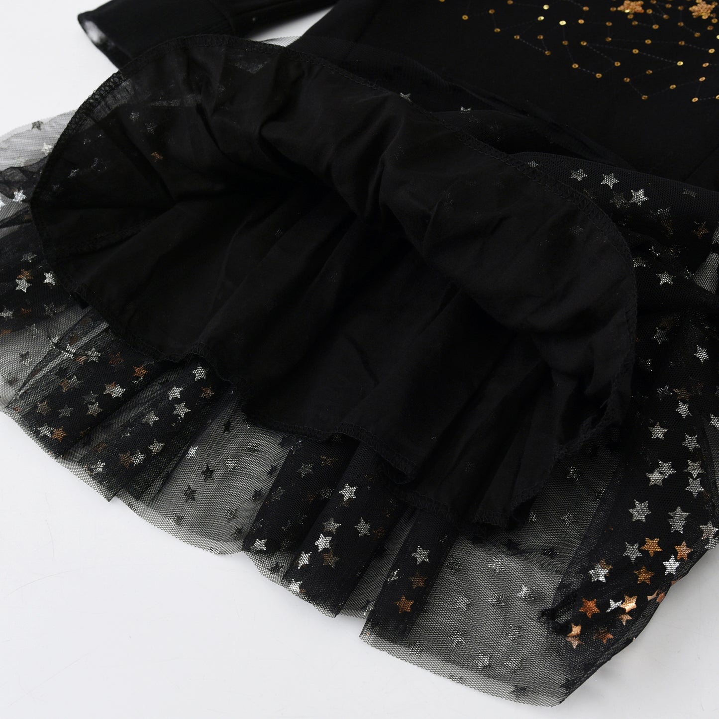 2Y-8Y Christmas Star Sequins Black Sweater Tulle Dress for Girls Toddler