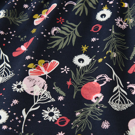 2Y-8Y Graphic Plant World Pattern Jersey Dress for Girls Toddler
