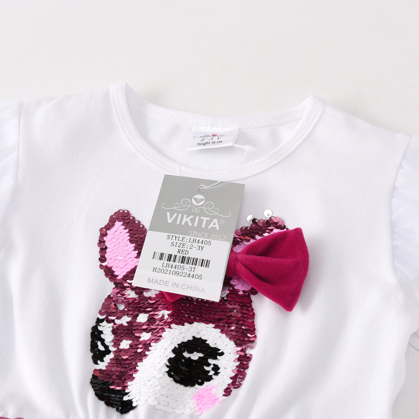 2Y-8Y Little Fox Sequins Red Layered Tulle Girls Toddler Dress