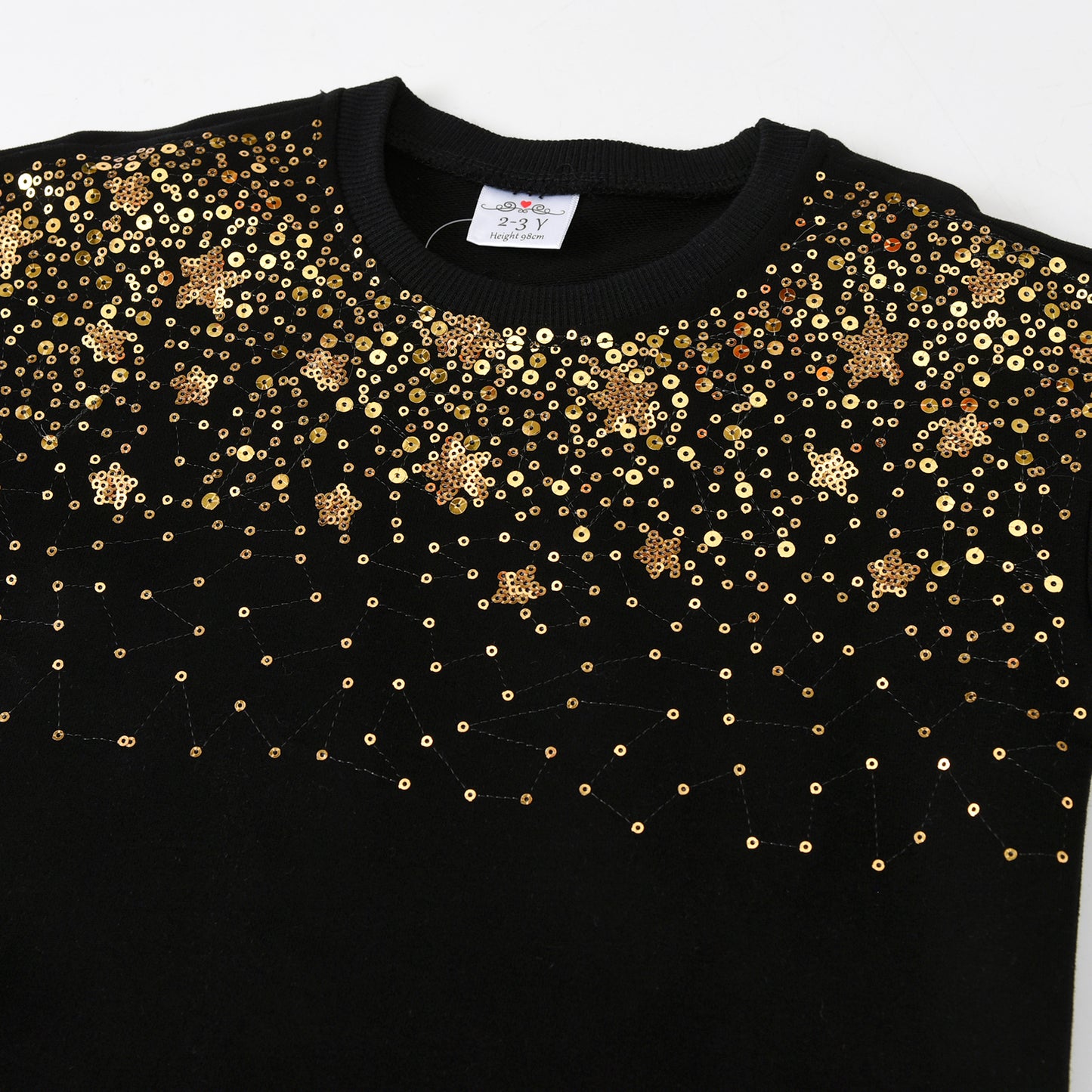 2-8Y Bling Star Sequins Girls Toddler Winter Black Sweter Pullover