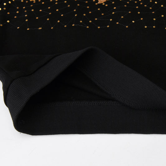 2-8Y Bling Star Sequins Girls Toddler Winter Black Sweter Pullover