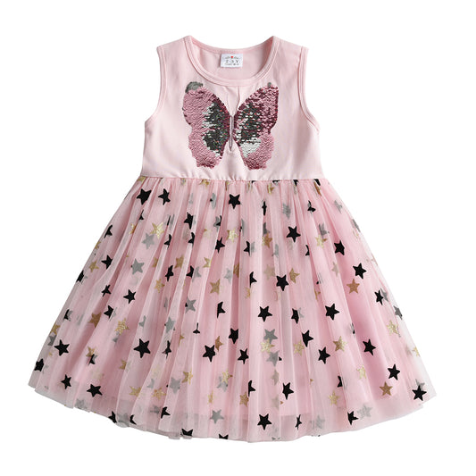 Bling Butterfly Beads Toddler Tutu Dress with Star Soft Tulle