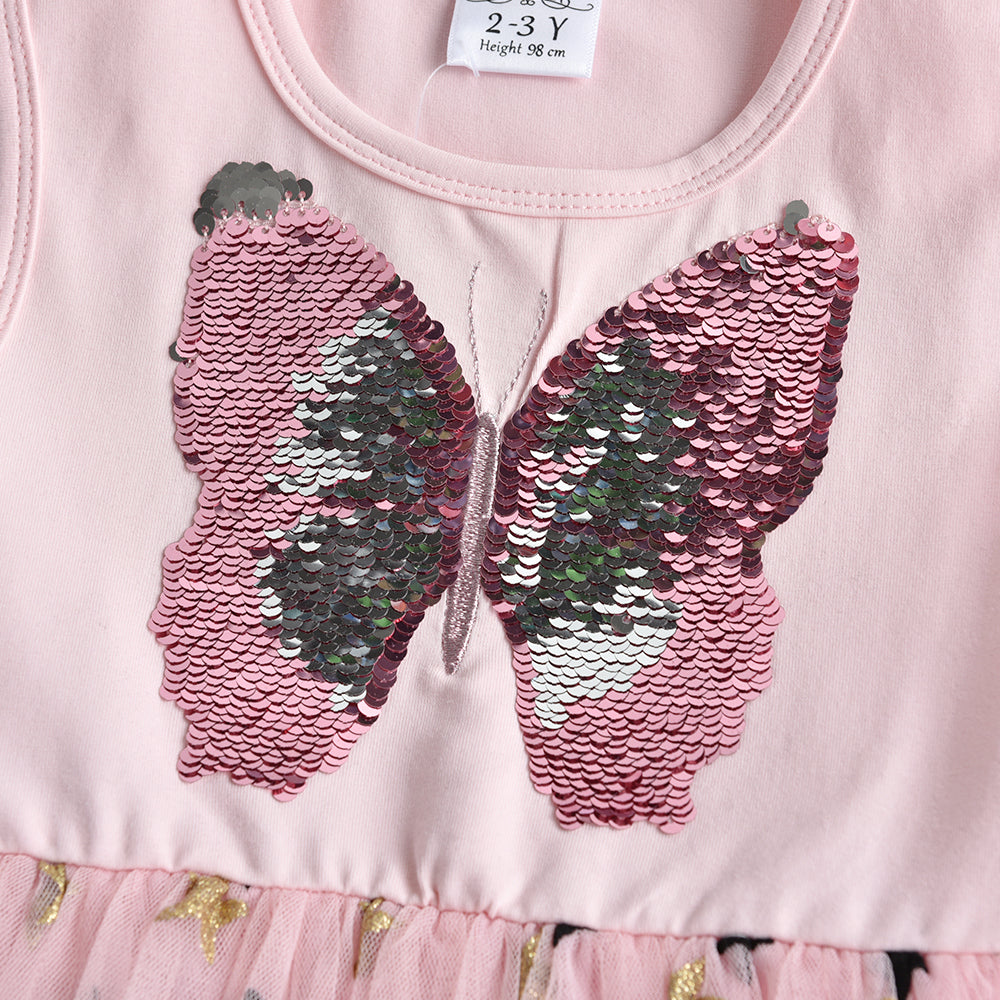 Bling Butterfly Beads Toddler Tutu Dress with Star Soft Tulle