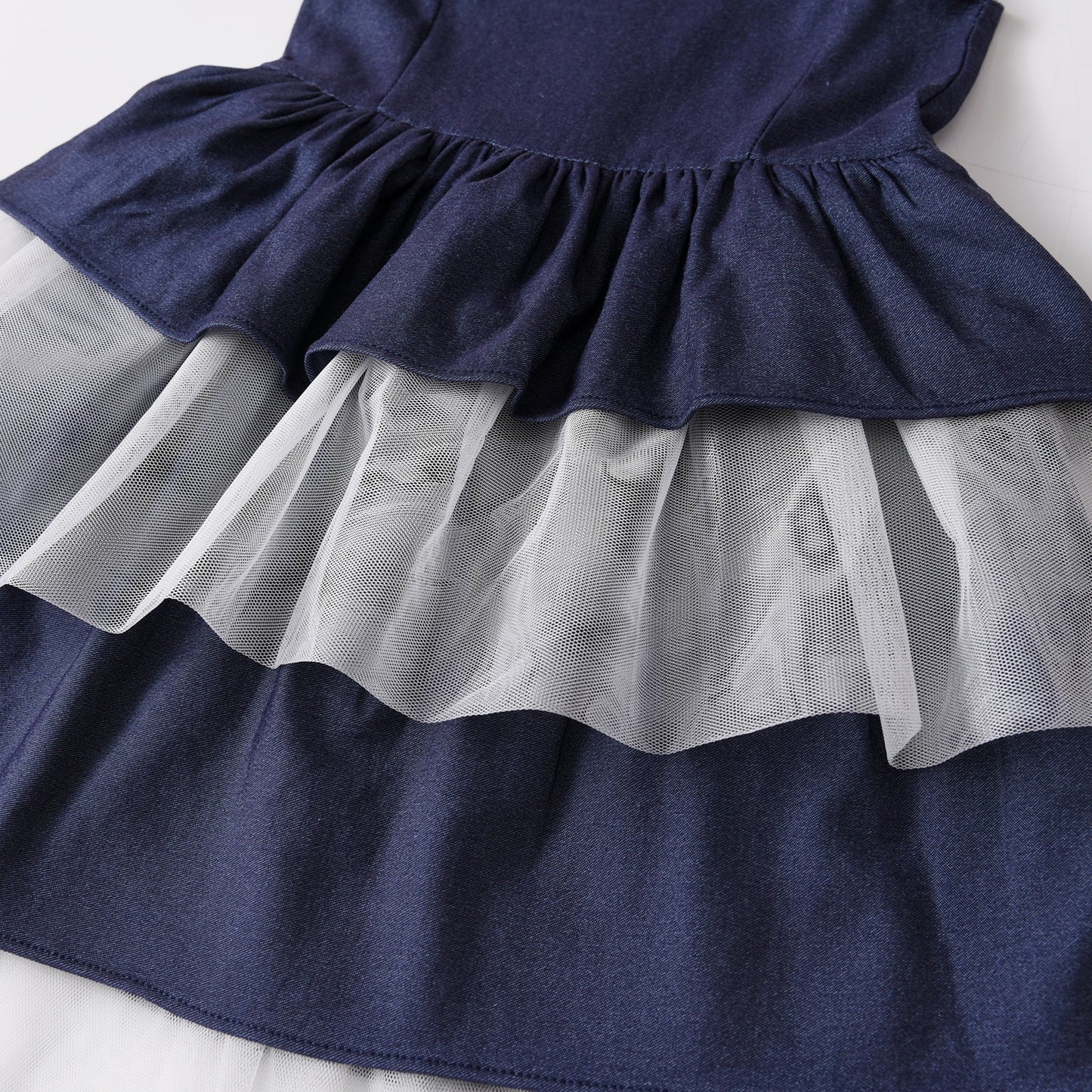 2Y-8Y Vikita Girls Casual Dress Denim Ruffle Short Sleeve Girl Toddler Dress