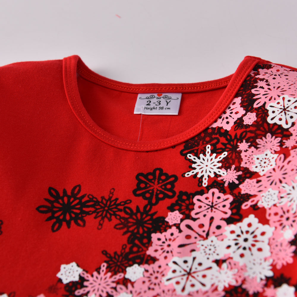 Snowflake Christmas Red Pattern Soft Star Tulle Tutut Dress for 3-8T