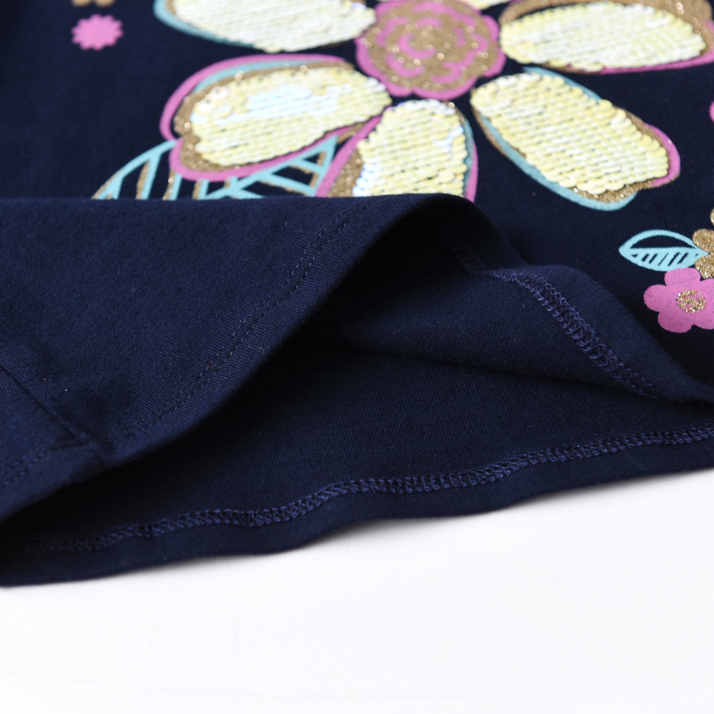 2pcs Girls Long Sleeve T-Shirts Set Rainbow Cotton T-Shirt + Sequins Flower Top