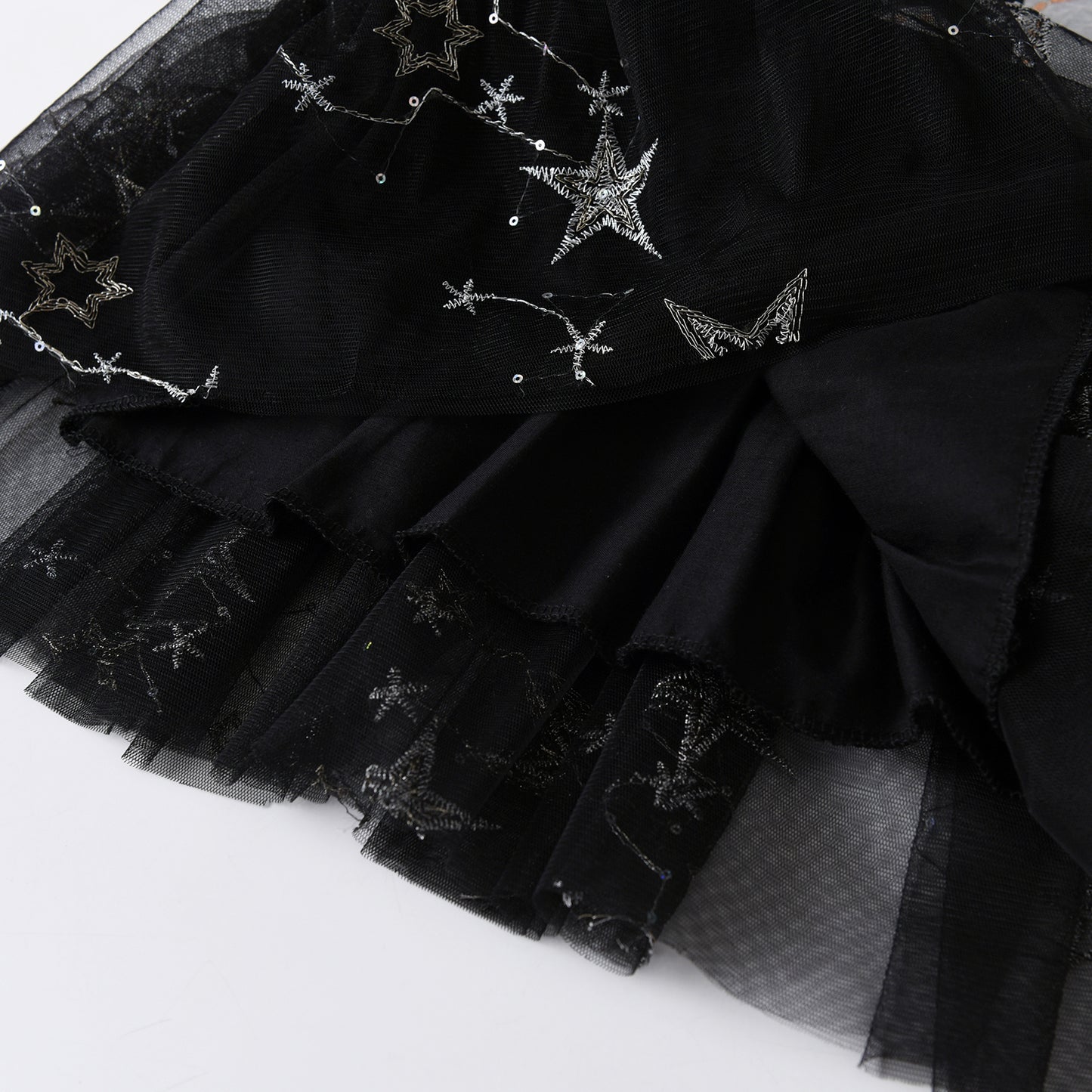 2Y-8Y Girls Casual Dress Star Pattern Tulle Tutu Girls Long Sleeve Dress