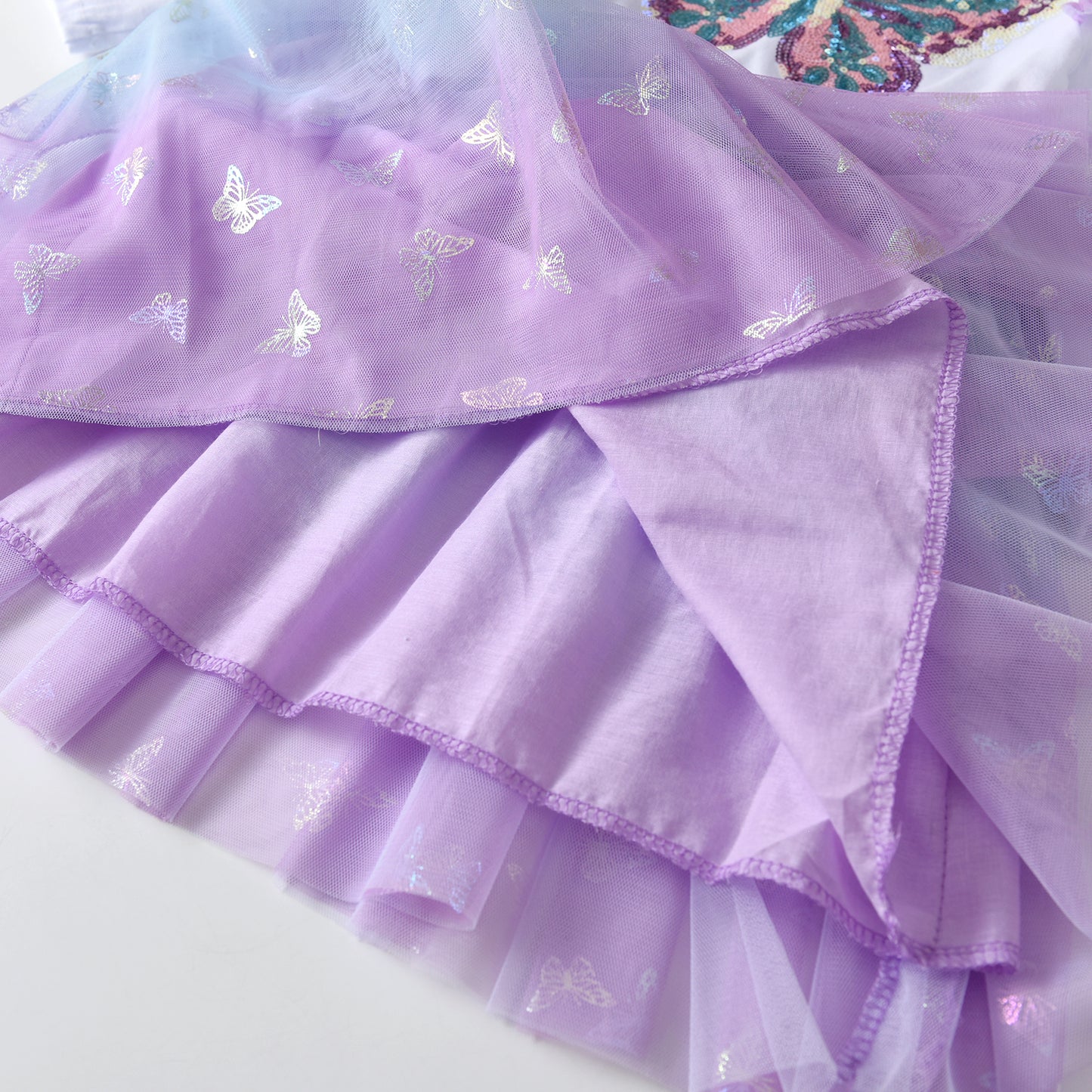 2Y-8Y Girls Casual Dresses Sequins Butterfly Tulle Girls Tutu Dress