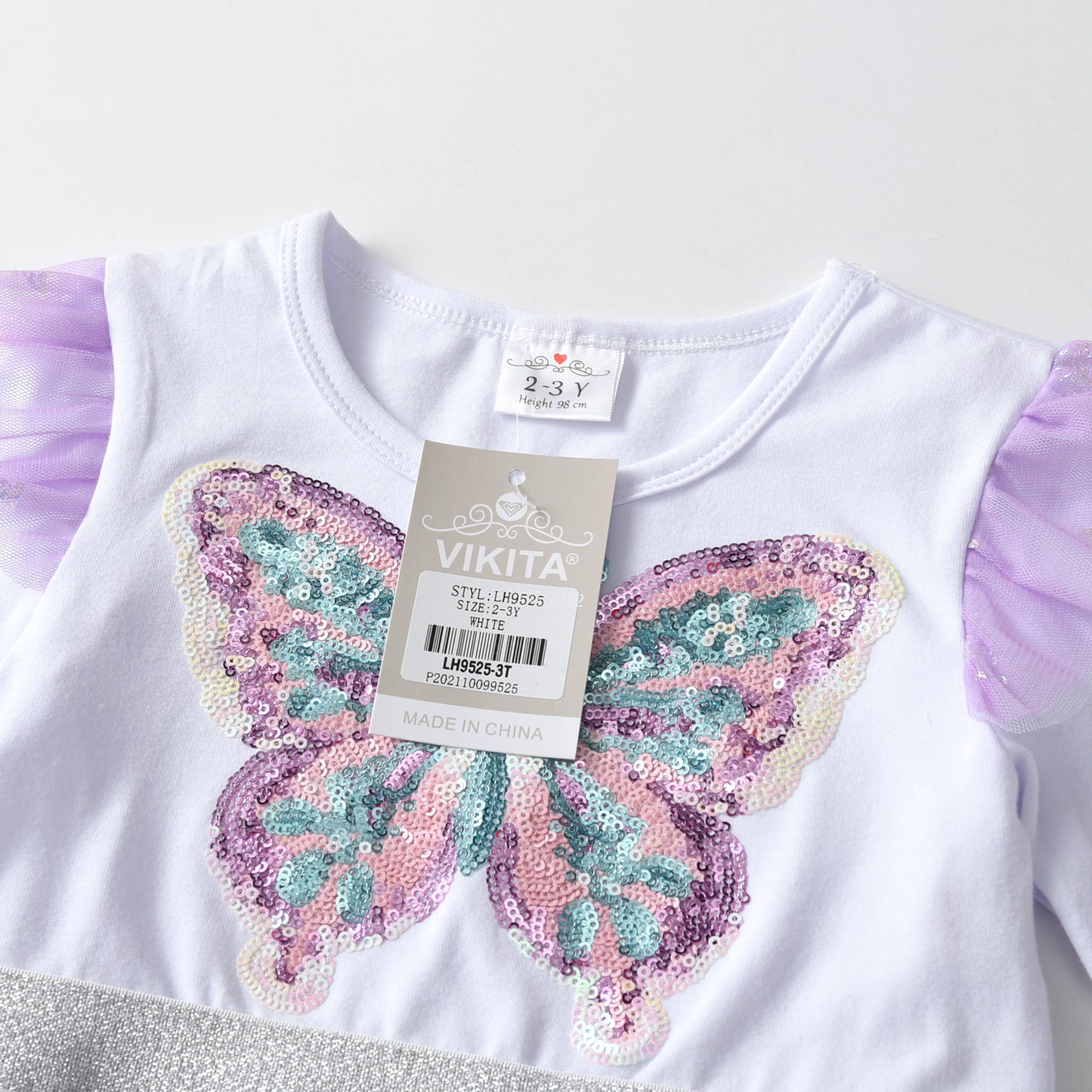 2Y-8Y Girls Casual Dresses Sequins Butterfly Tulle Girls Tutu Dress