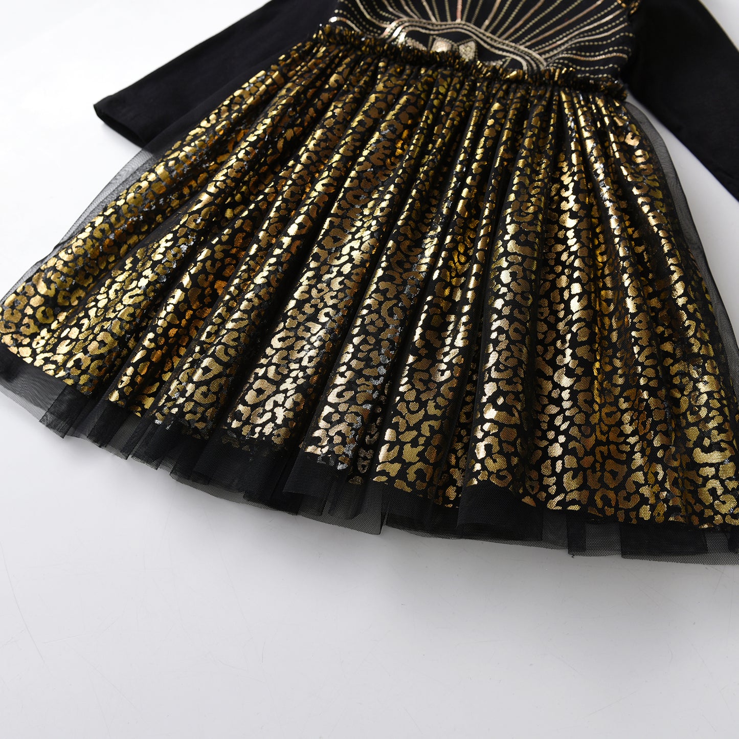 2Y-8Y Girls Tutu Dress Sequins Sunshine Sparkly Tulle Long Sleeve Dress