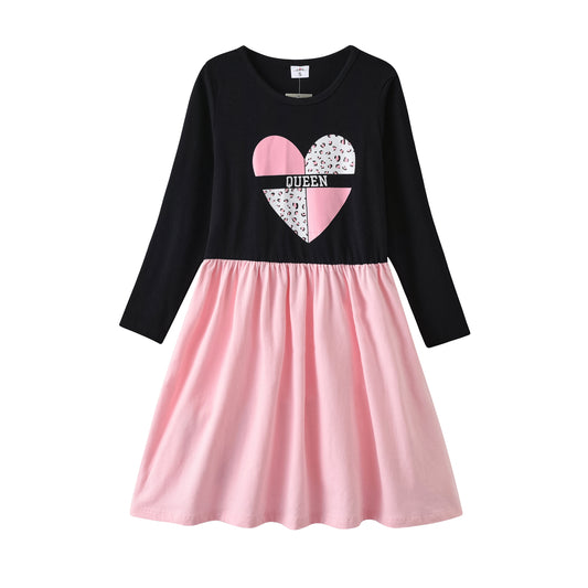 Vikita Mum and Daughter Family Matching Love Heart Princess Dress